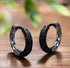 Retro Tang Grass Grain Sense Textured Black Silver Niche Men Women Hoop Earrings